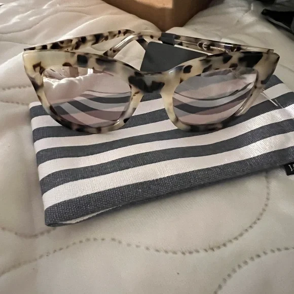 J. Crew Tortoiseshell Sunglasses with Striped Case - Picture 3 of 4